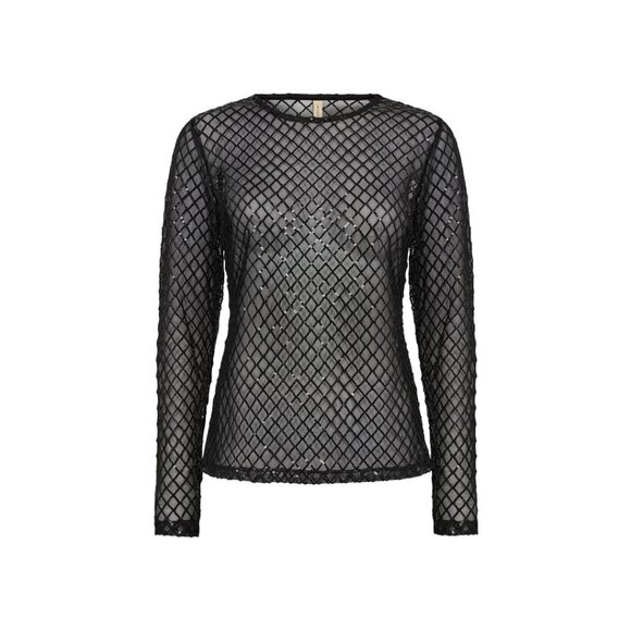 NWT SOYA CONCEPT ASIMA Black Sequin Mesh Longsleeve Top - Picture 4 of 5